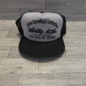 1990s Vintage Oliver Excavating & Construction SNAPBACK TRUCKER HAT CAP